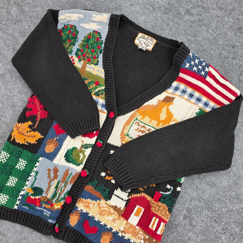Heirloom Collectibles Vintage 1996 Americana Harvest Cardigan Sweater Womens M